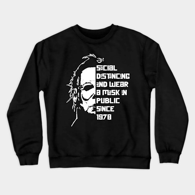 Michael Myers Horror Social Distancing mode Transparant Crewneck Sweatshirt by ardisuwe